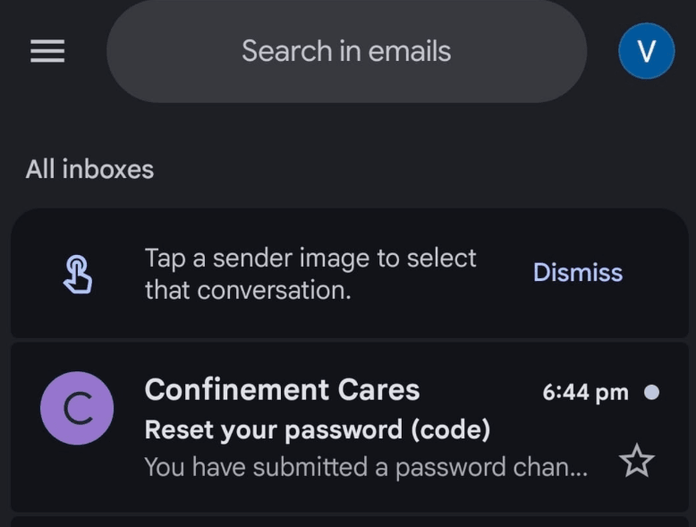 Reset password page